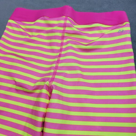 Nike Pro XS Womens Dri-Fit Pink & Yellow Striped Compression Capris - Picture 15 of 16
